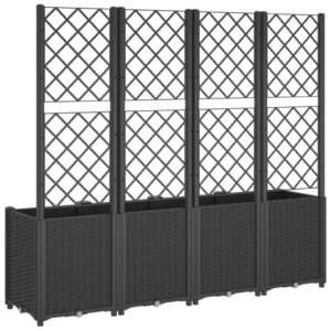 vidaXL Garden Planter w/ Trellis Black