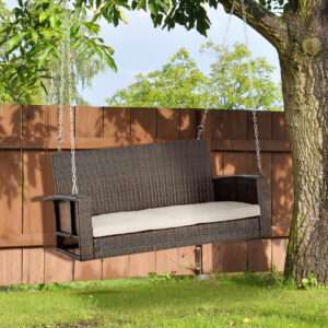 Outsunny Swing Bench 2-Person Rattan