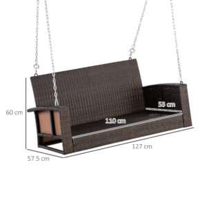 Outsunny Swing Bench 2-Person Rattan