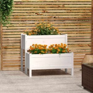vidaXL Planter Solid Pine Wood White
