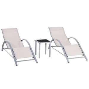 Outsunny 3pc Lounge Chair Set w/ Table