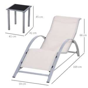 Outsunny 3pc Lounge Chair Set w/ Table