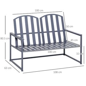 Outsunny 2 Seat Steel Garden Bench