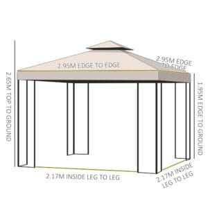 Outsunny 3x3m Garden Metal Gazebo