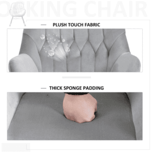 Modern Rocking Chair w/ Steel Frame Grey