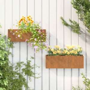 vidaXL 2pc Wall Planters Rusty Corten