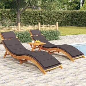 vidaXL 2 x Sun Loungers Solid Wood