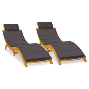 vidaXL 2 x Sun Loungers Solid Wood
