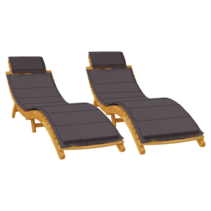 vidaXL 2 x Sun Loungers Solid Wood