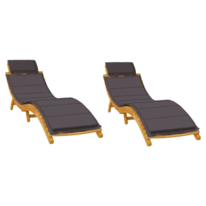 vidaXL 2 x Sun Loungers Solid Wood