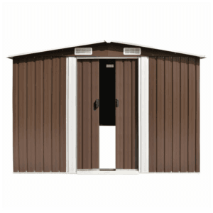 vidaXL Steel Garden Shed Brown