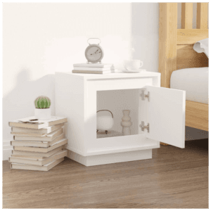 vidaXL Bedside Cabinet White Wood 44x35x45cm
