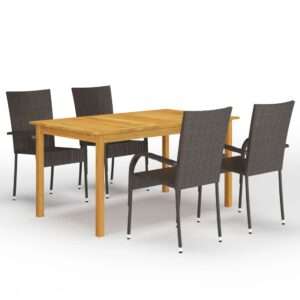 vidaXL 5pc Garden Dining Set Solid Wood