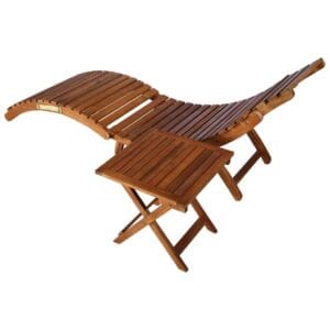 vidaXL Sunlounger w/ Table Solid Wood