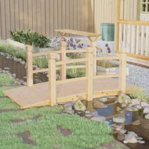 vidaXL Garden Bridge w/ Railings Solid Wood