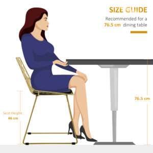 Homcom Dining Chairs Set of 2 Metal Wire