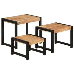 vidaXL 3pc Nesting Tables Solid Wood