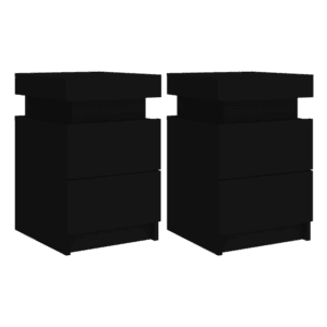 vidaXL 2 Bedside Cabinets w/ LED Lights