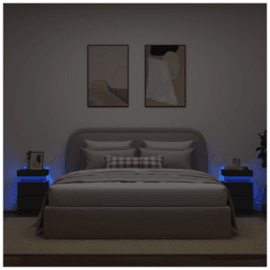 vidaXL 2 Bedside Cabinets w/ LED Lights