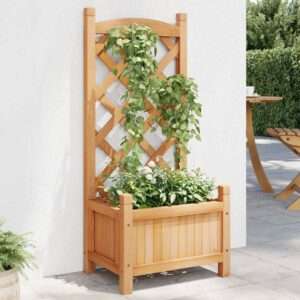vidaXL Planter with Trellis Solid Fir Wood