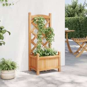 vidaXL Planter with Trellis Solid Fir Wood