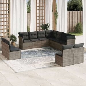 vidaXL 11pc Garden Sofa Set with Cushions