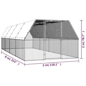 vidaXL Chicken Cage Galvanised Steel