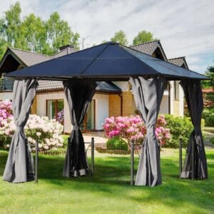 Outsunny 3x3m Alloy Gazebo w/ Curtains