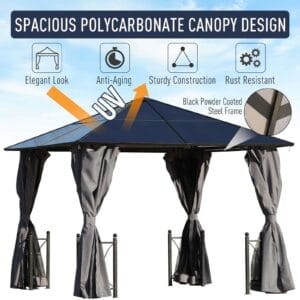 Outsunny 3x3m Alloy Gazebo w/ Curtains