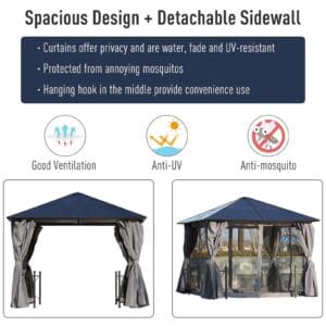 Outsunny 3x3m Alloy Gazebo w/ Curtains