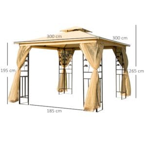 Outsunny 3x3m Double Top Gazebo