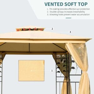 Outsunny 3x3m Double Top Gazebo