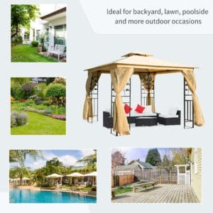 Outsunny 3x3m Double Top Gazebo