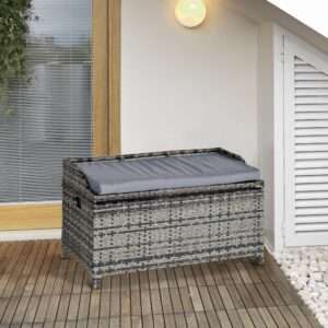 Outsunny PE Rattan Bench Seat w/ Cushion