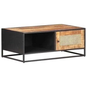 vidaXL Coffee Table Mango Wood & Cane