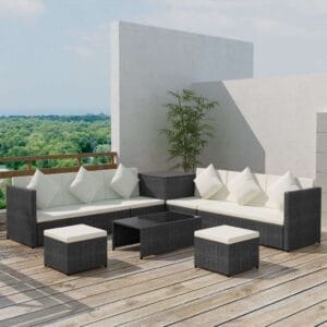 vidaXL 8pc Garden Lounge Set Poly Rattan