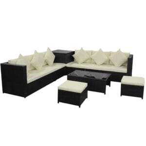 vidaXL 8pc Garden Lounge Set Poly Rattan