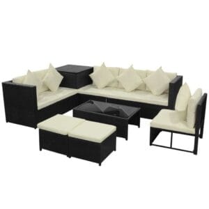 vidaXL 8pc Garden Lounge Set Poly Rattan