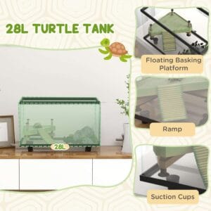 PawHut Turtle Tank 28L Glass