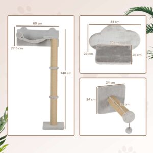 PawHut 4 Piece Cat Shelves with Scratching Post PawHut 4 Piece Cat Shelves with Scratching Post