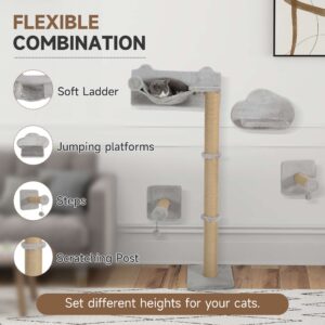 PawHut 4 Piece Cat Shelves with Scratching Post PawHut 4 Piece Cat Shelves with Scratching Post