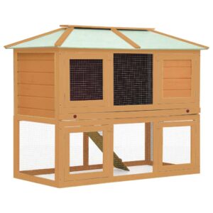 vidaXL Rabbit Hutch Double Floor Wood