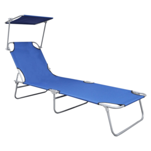 vidaXL Folding Sun Lounger w/ Canopy