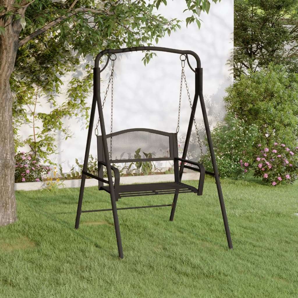 vidaXL Swing Bench Black Steel vidaXL Swing Bench Black Steel