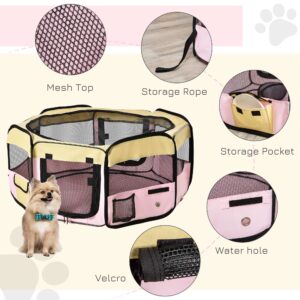 Fabric Pet Pen Small Pink Lightweight