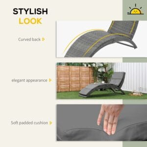 Outsunny Rattan Wicker Sun Lounger