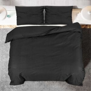 vidaXL Duvet Cover Set Black 140x200cm