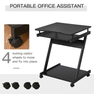 Movable Computer Desk Black