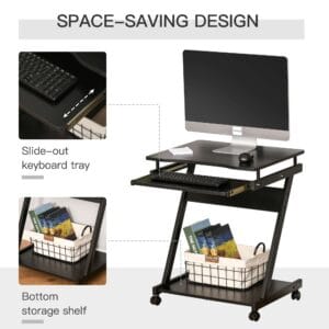 Movable Computer Desk Black