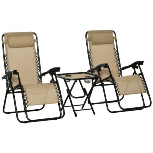 Outsunny 3pc Zero Gravity Chairs Sun Loungers Outsunny 3pc Zero Gravity Chairs Sun Loungers